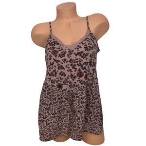 Maurices Peplum Cami Tank Top‎ Dainty Floral Print V-Neck Shirt Size M Boho Y2K